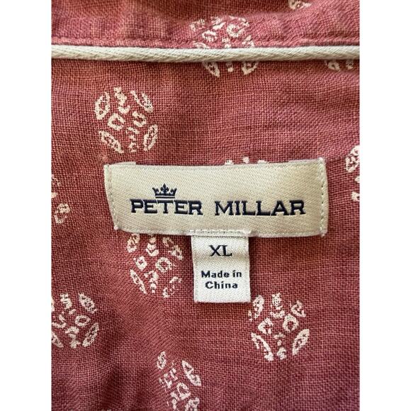 Peter Millar 100% Linen Casual Button Up Shirt Men's XL Print Short Sleeve Cool - Picture 4 of 7